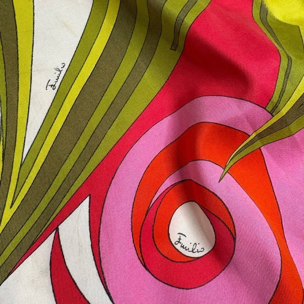 Emilio Pucci Vintage 60’s Saks Fifth Avenue Vibrant Abstract Pencil Skirt 8 RARE